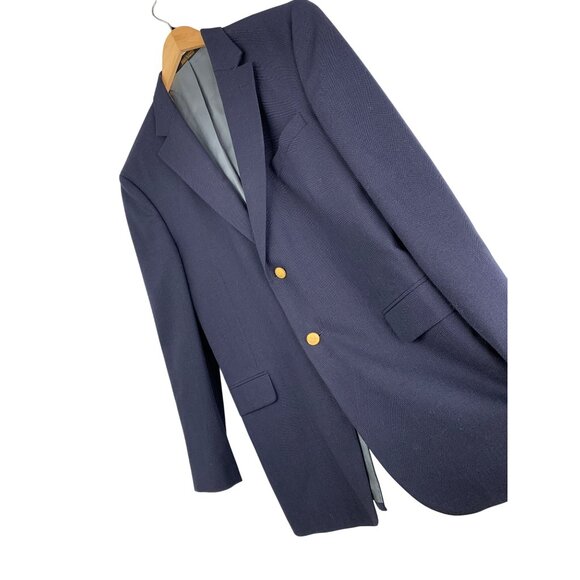 Mens Navy Blazer Jacket Summer Size 44L Tall Tweed Polyester Classic Fit 8900 - Picture 7 of 10